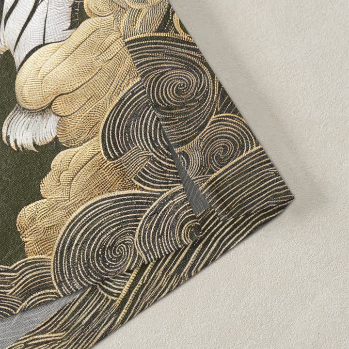 Buddha Stones Kimono de hombre con frente abierto, estampado de pino y nubes de tigre blanco, algodón. - image 4
