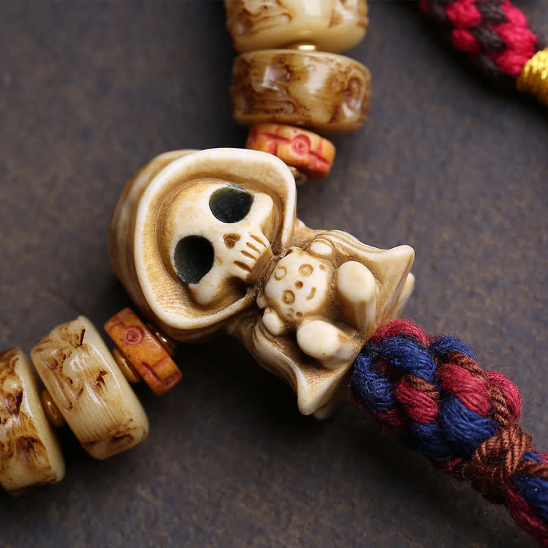 Buddha Stones Pulsera de protección del bosque del Señor de los Cadáveres con cuentas de hueso tibetanas - image 1