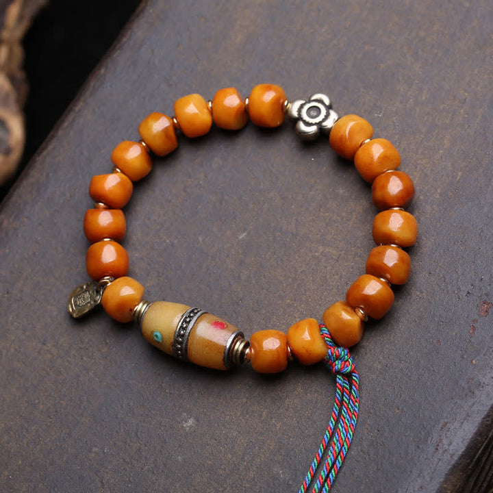 Buddha Stones Pulsera de fuerza y ​​protección del Señor del Bosque de los Cadáveres con cuentas de hueso - Zakiram - 10×7 mm - image 3