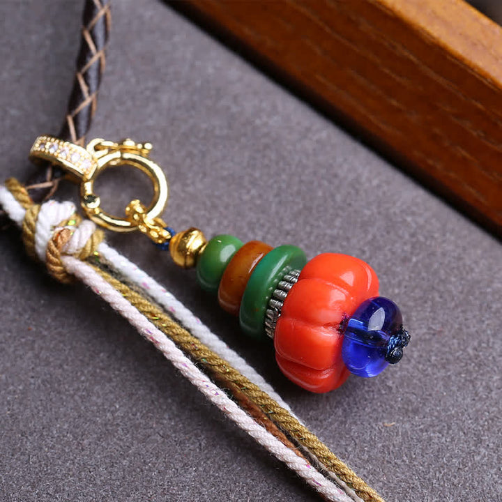 Buddha Stones Collar con colgante de protección tibetana de cuentas Liuli con diseño de montón de piedras Mani - image 3