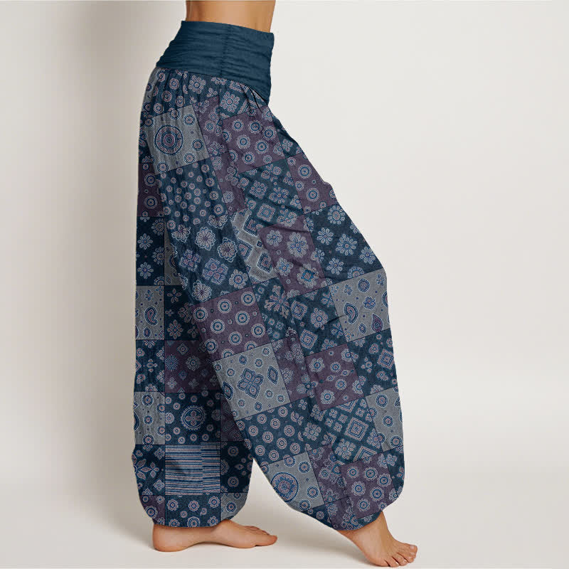 Buddha Stones Pantalones harem de algodón estilo bohemio con estampado paisley y patchwork para mujer, cintura elástica. - image 6