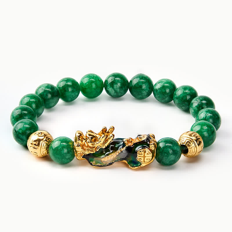 Buddha Stones Pulsera curativa PiXiu con cuentas de jade cian natural que cambia de color - Jade cian (Calma♥Armonía) - image 0