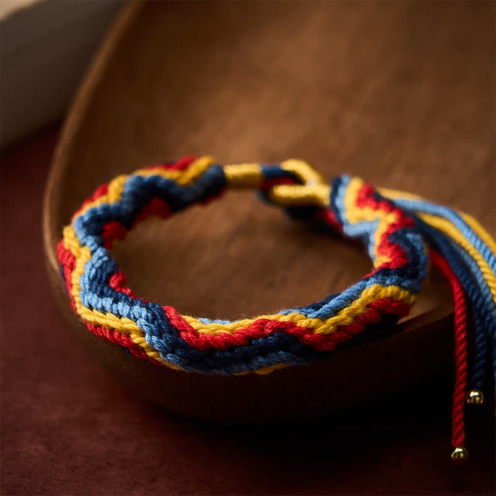 Buddha Stones Pulsera tibetana de cuerda multicolor tejida a mano para sanación - image 4