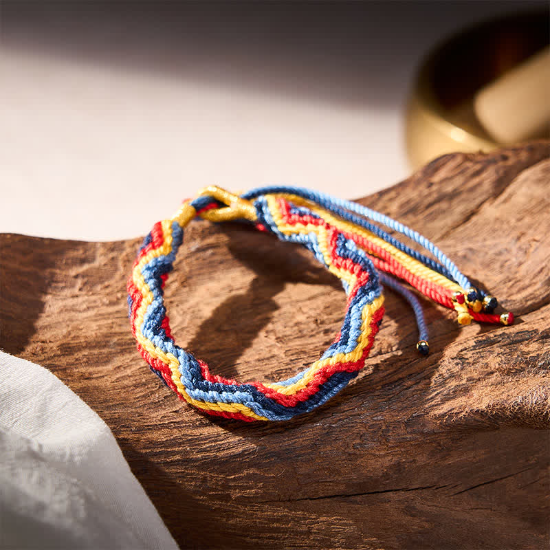 Buddha Stones Pulsera tibetana de cuerda multicolor tejida a mano para sanación - image 5