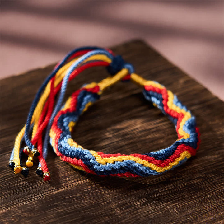 Buddha Stones Pulsera tibetana de cuerda multicolor tejida a mano para sanación - image 3