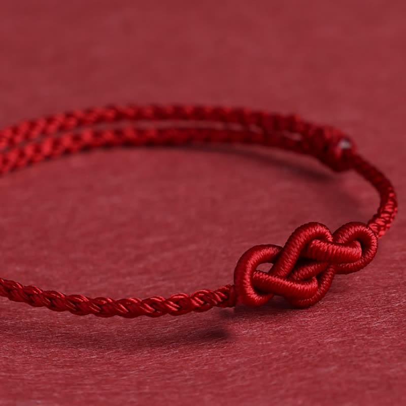 Buddha Stones Pulsera tobillera minimalista de nudo chino con hilo rojo para la prosperidad - image 3