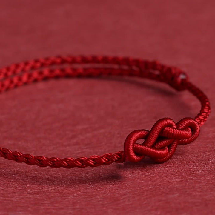 Buddha Stones Pulsera tobillera minimalista de nudo chino con hilo rojo para la prosperidad - image 3