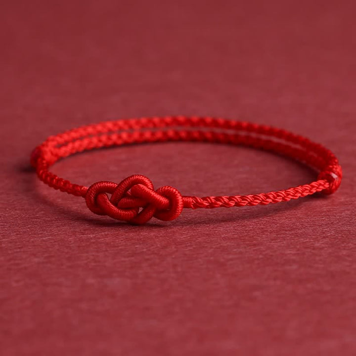 Buddha Stones Pulsera tobillera minimalista de nudo chino con hilo rojo para la prosperidad - image 9