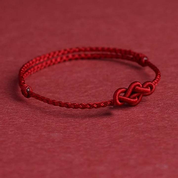 Buddha Stones Pulsera tobillera minimalista de nudo chino con hilo rojo para la prosperidad - image 1
