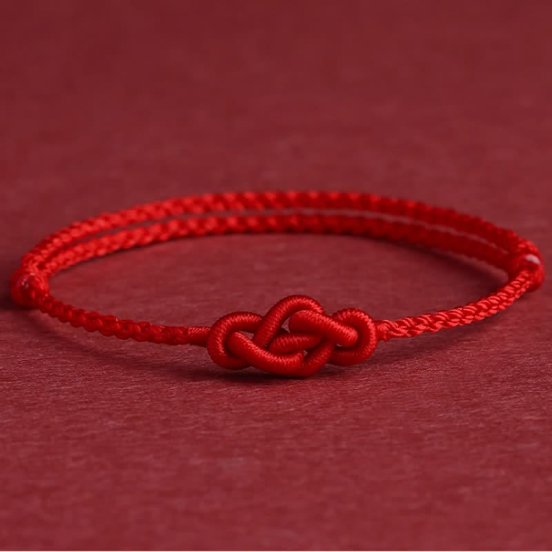 Buddha Stones Pulsera tobillera minimalista de nudo chino con hilo rojo para la prosperidad - Pulsera roja (circunferencia de la muñeca: 14-18 cm) - image 8
