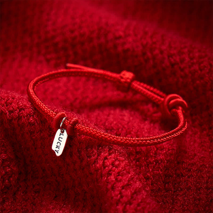 Buddha Stones Pulsera ajustable con dije de la suerte, hecha a mano con hilo trenzado rojo. - image 3