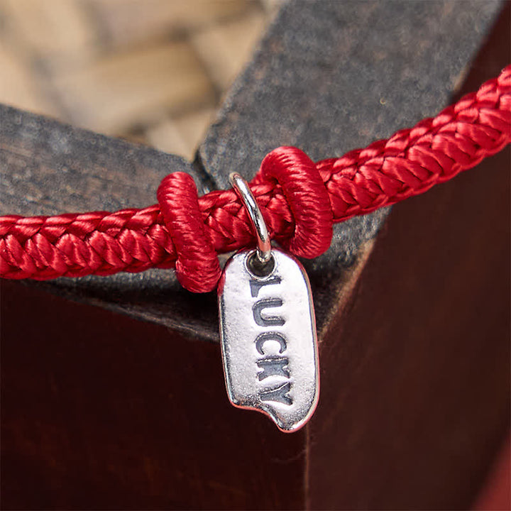 Buddha Stones Pulsera ajustable con dije de la suerte, hecha a mano con hilo trenzado rojo. - image 11