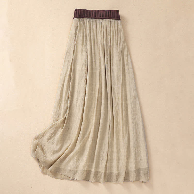 Falda de mujer de 7-8 pulgadas de largo, con diseño plisado y cordones, de color contrastante, estilo casual, con estampado de Buddha Stones. - image 1