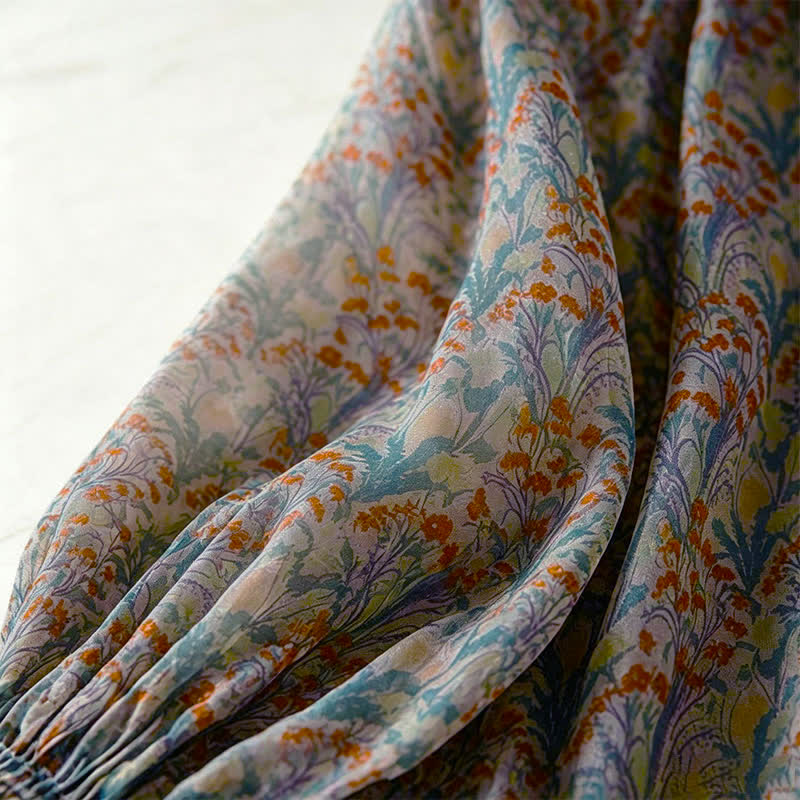 Buddha Stones Camisas de manga larga para mujer con estampado floral vintage de otoño - image 3