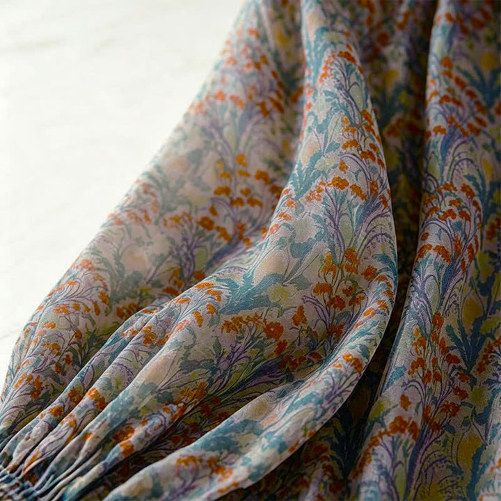 Buddha Stones Camisas de manga larga para mujer con estampado floral vintage de otoño - image 3