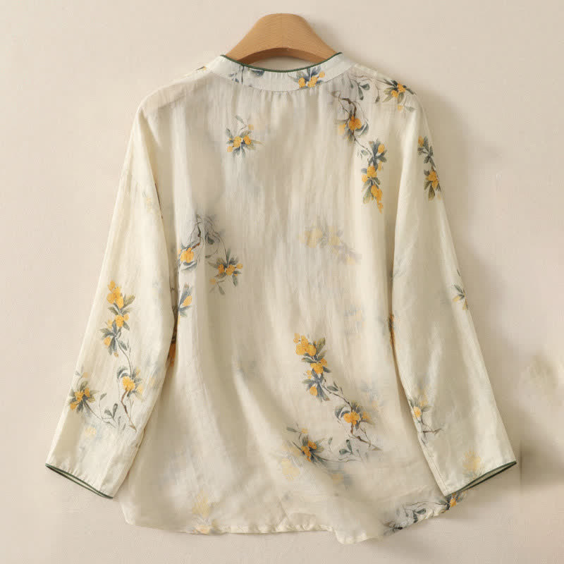 Buddha Stones Camiseta sin mangas para mujer estilo Summer Tang Vintage Frog Button Orchid Floral - image 50