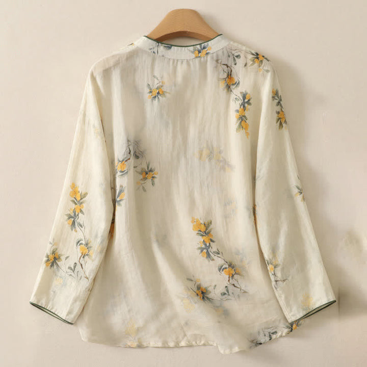 Buddha Stones Camiseta sin mangas para mujer estilo Summer Tang Vintage Frog Button Orchid Floral - image 50