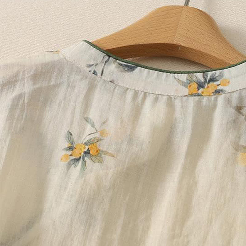 Buddha Stones Camiseta sin mangas para mujer estilo Summer Tang Vintage Frog Button Orchid Floral - image 52