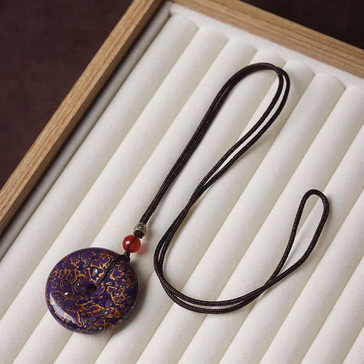 Buddha Stones Collar con colgante de cordón trenzado con hebilla de la paz - Esquema de color púrpura con patrón aleatorio - image 8