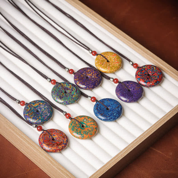 Buddha Stones Collar con colgante de cordón trenzado con hebilla de la paz - image 0