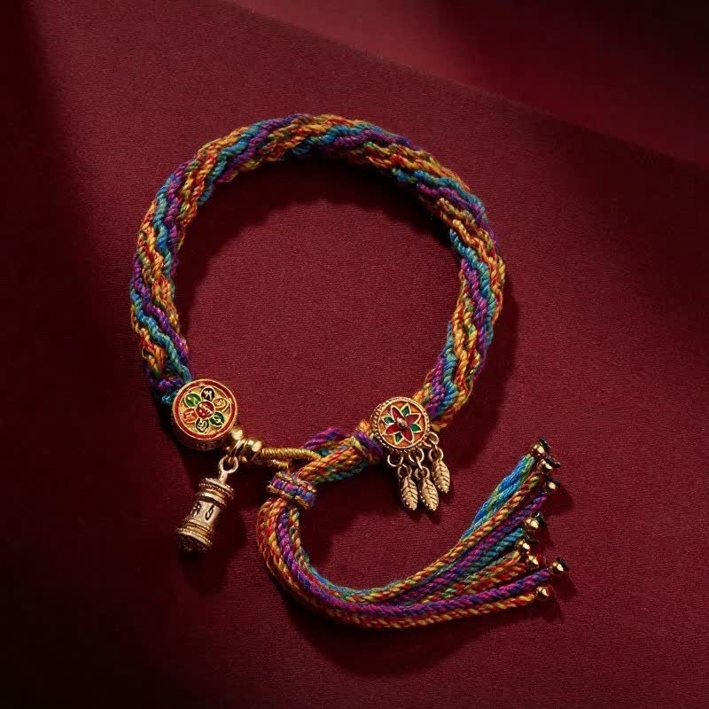 Buddha Stones Pulsera tibetana de cordón tejido a mano con la inscripción Om Mani Padme Hum Purity. - image 1