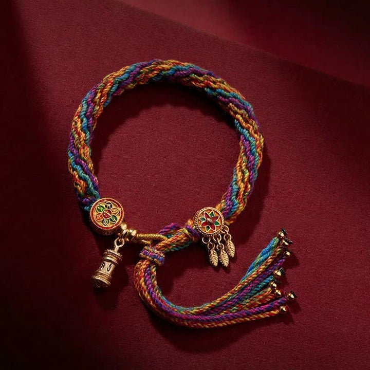 Buddha Stones Pulsera tibetana de cordón tejido a mano con la inscripción Om Mani Padme Hum Purity. - image 1
