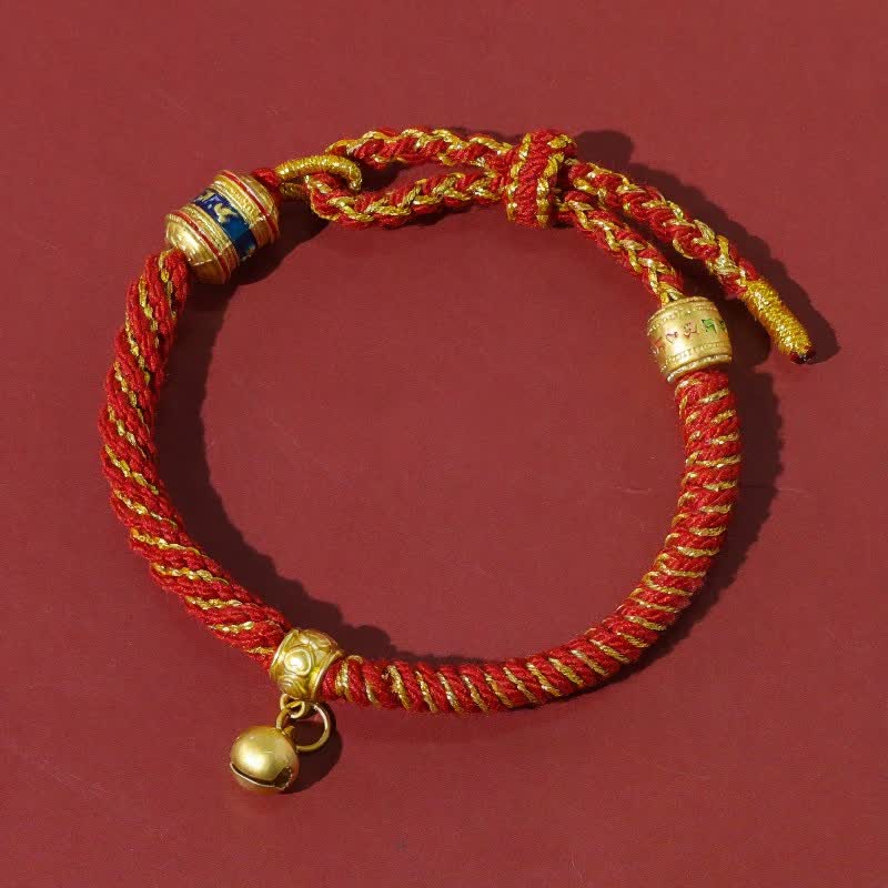 Buddha Stones Pulsera tibetana de protección de hilo rojo Om Mani Padme Hum - Rojo - image 8