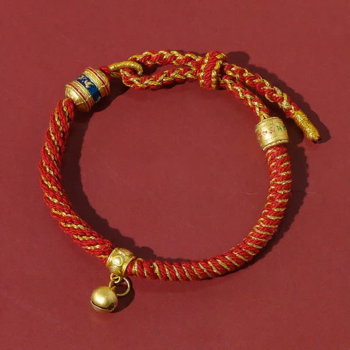 Buddha Stones Pulsera tibetana de protección de hilo rojo Om Mani Padme Hum - Rojo - image 8