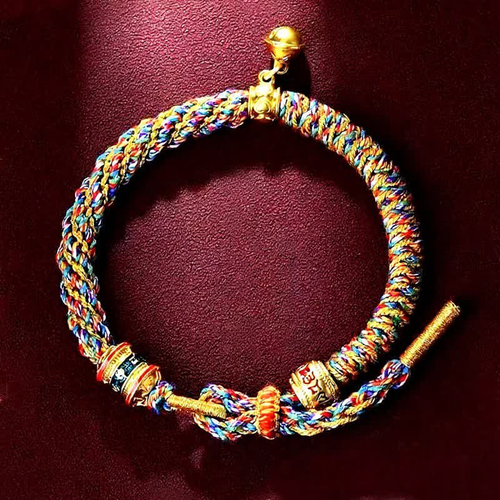 Buddha Stones Pulsera tibetana de protección de hilo rojo Om Mani Padme Hum - image 1