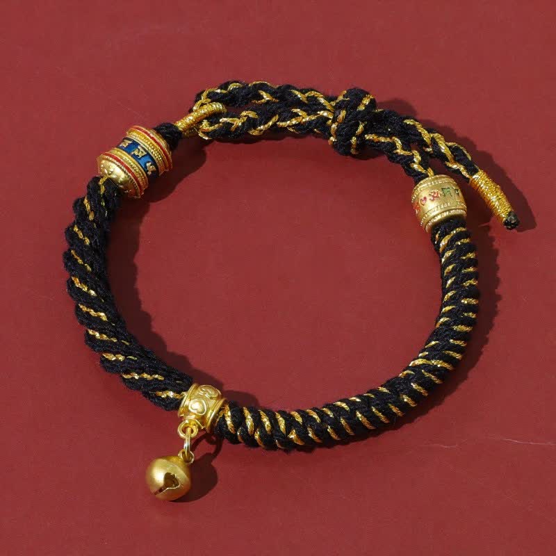 Buddha Stones Pulsera tibetana de protección de hilo rojo Om Mani Padme Hum - Negro - image 12