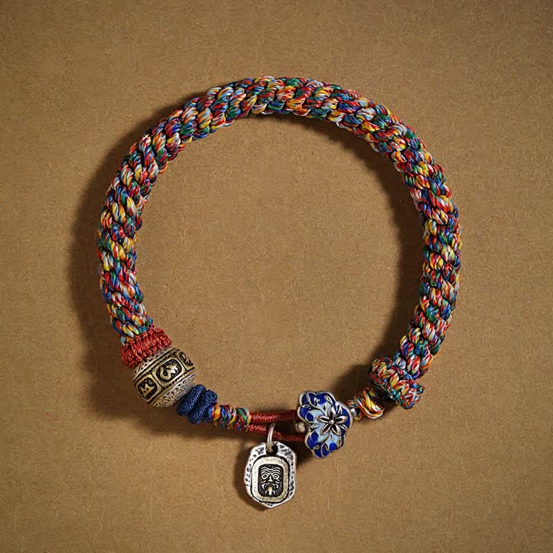 Buddha Stones Pulsera de la paz de cuerda trenzada tibetana Zakiram Om Mani Padme Hum - image 1