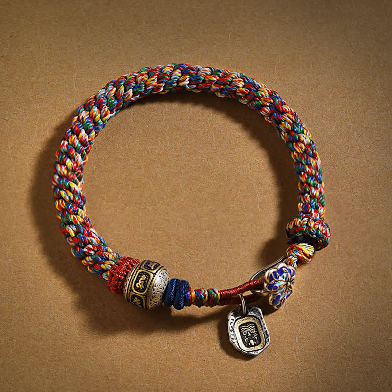 Buddha Stones Pulsera de la paz de cuerda trenzada tibetana Zakiram Om Mani Padme Hum - 6,3–6,7 pulgadas (16–17 cm) - image 0