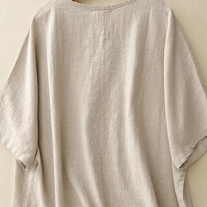 Camiseta informal de manga corta con cuello redondo y diseño holgado para mujer con estampado de Buddha Stones. - image 3