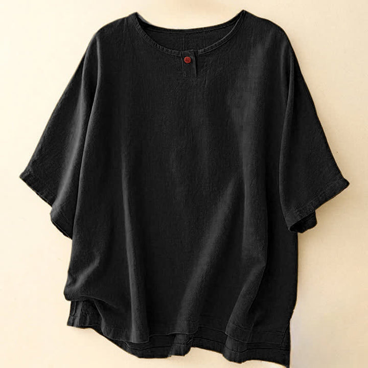 Camiseta informal de manga corta con cuello redondo y diseño holgado para mujer con estampado de Buddha Stones. - Negro - US14，UK/AU18，EU46 (2XL) - image 13