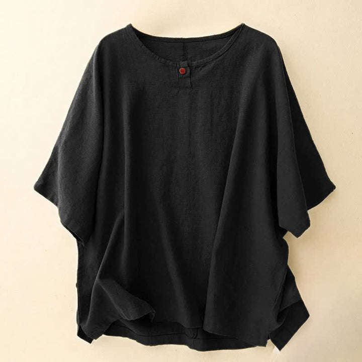 Camiseta informal de manga corta con cuello redondo y diseño holgado para mujer con estampado de Buddha Stones. - image 14