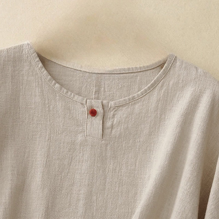 Camiseta informal de manga corta con cuello redondo y diseño holgado para mujer con estampado de Buddha Stones. - image 2
