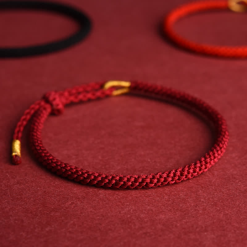 Buddha Stones Pulsera protectora ajustable tejida a mano con hilo rojo - Rojo oscuro - image 0