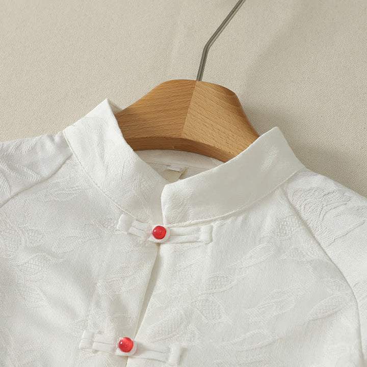 Buddha Stones Camisas de manga larga para mujer de estilo vintage Tang con botones de rana, ideales para primavera y otoño. - image 2