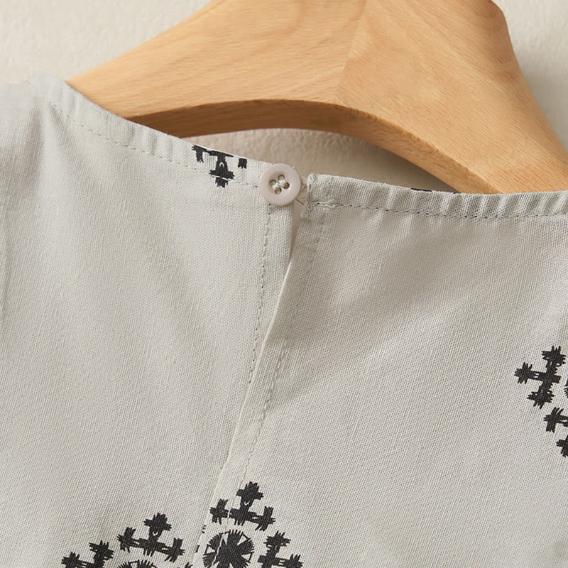 Vestido de verano sin mangas para mujer con estampado geométrico y cordón ajustable, estilo bohemio, con diseño de Buddha Stones y bolsillos. - image 6