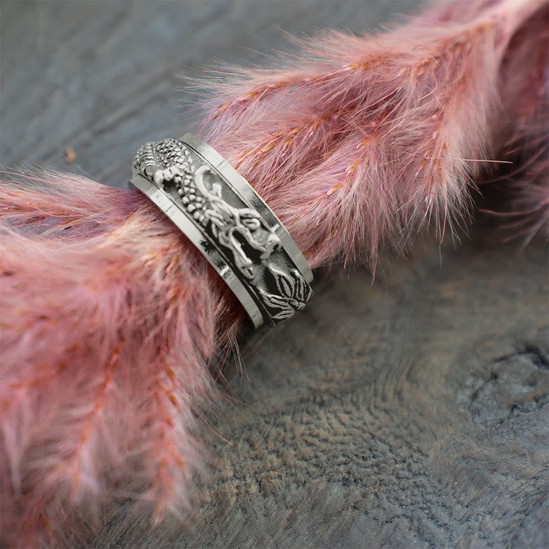Buddha Stones Anillo de estimulación giratorio de acero de titanio Dragon - image 18