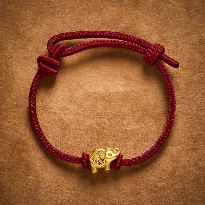 Buddha Stones Pulsera de fuerza de cobre con hilo rojo de elefante - image 11