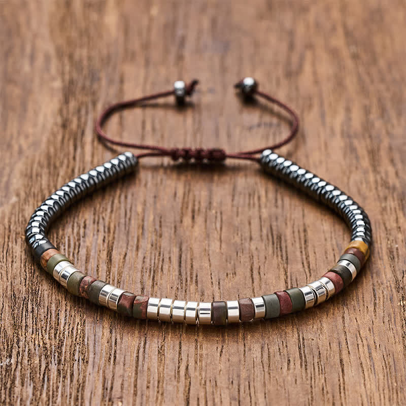 Buddha Stones Pulsera de cuentas poderosas de hematita - Plata - image 0