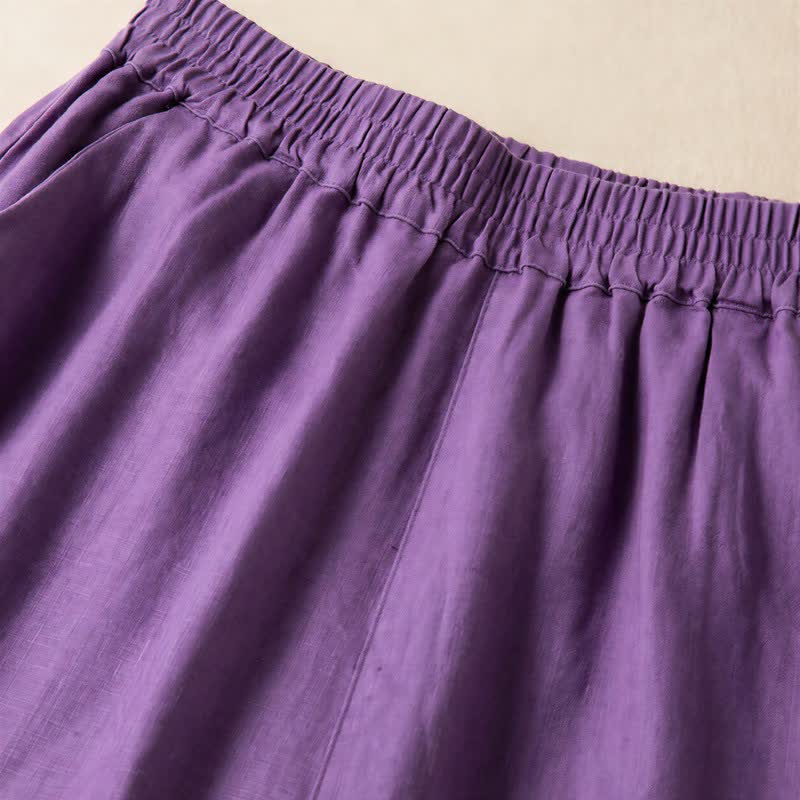 Pantalones anchos de mujer con bolsillos, de color liso y estampado de Buddha Stones. - image 8