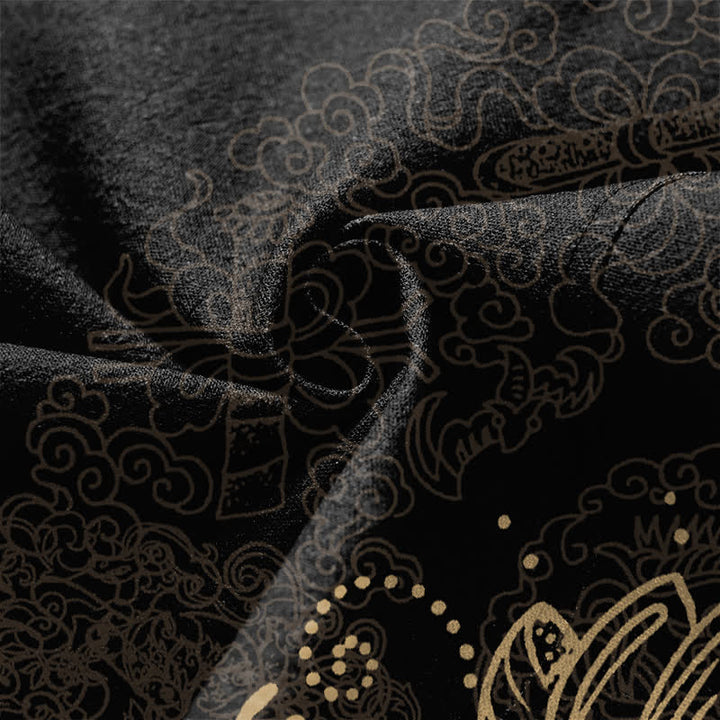 Buddha Stones Kimono de hombre de algodón con estampado floral simétrico tipo mandala y frente abierto. - image 5