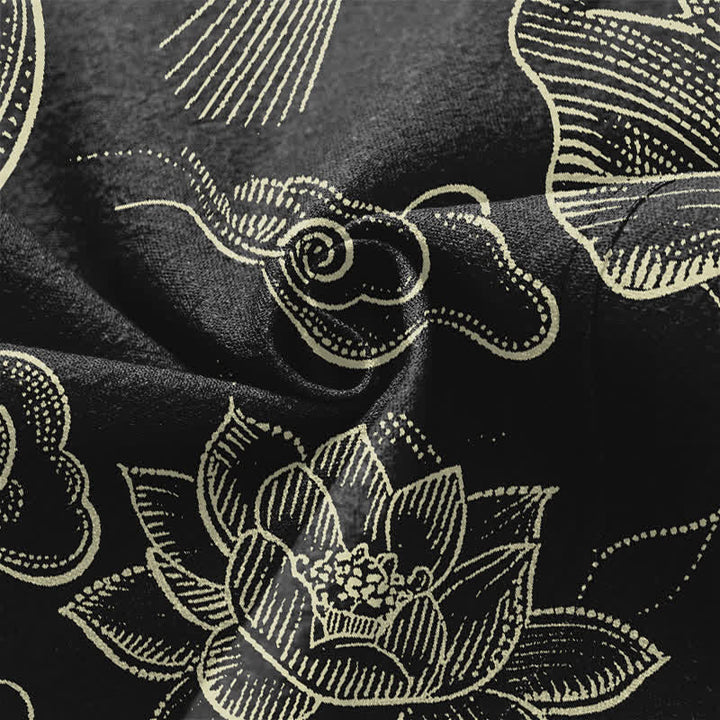 Buddha Stones Kimono de hombre de algodón con estampado de nubes de loto y frente abierto - image 5