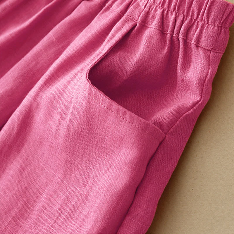 Pantalones tobilleros de color liso para mujer con bolsillos , de Buddha Stones, ideales para el verano. - image 3