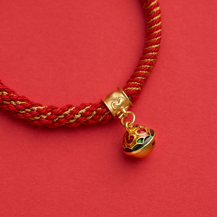 Buddha Stones Pulsera de cuerda tibetana con campana de esmalte de cobre y sabiduría - image 3