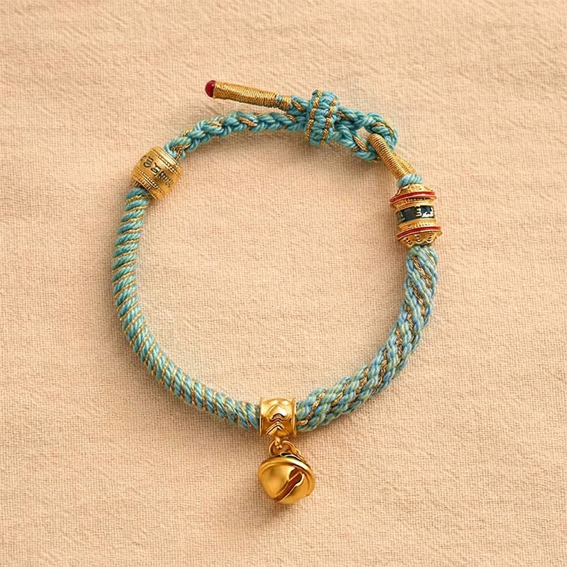 Buddha Stones Pulsera de cuerda tibetana con campana de esmalte de cobre y sabiduría - image 16