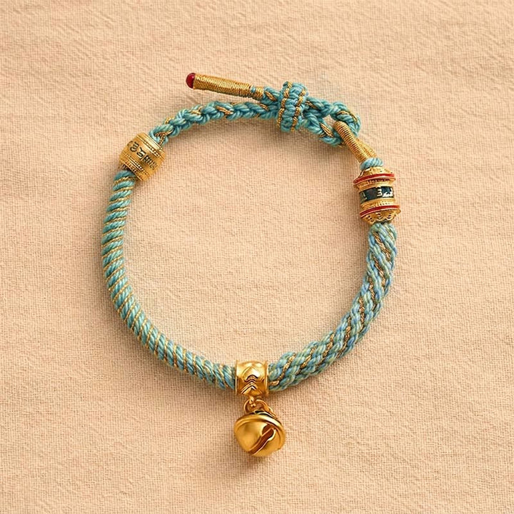 Buddha Stones Pulsera de cuerda tibetana con campana de esmalte de cobre y sabiduría - image 16