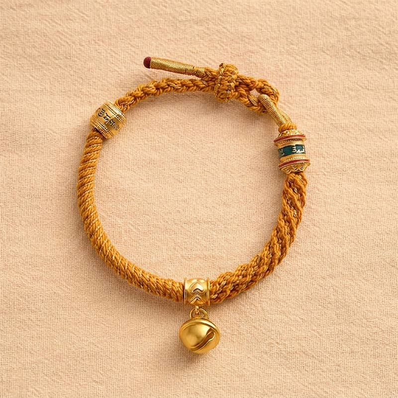 Buddha Stones Pulsera de cuerda tibetana con campana de esmalte de cobre y sabiduría - image 13